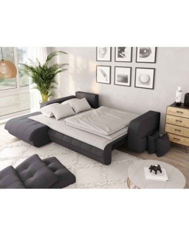 Canapé d'angle convertible en tissu - gris foncé - angle gauche