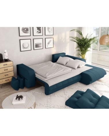 Canapé d'angle convertible en tissu - bleu pétrole - angle droit