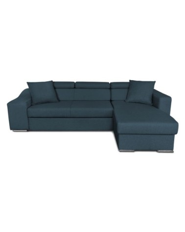 Canapé d'angle convertible en tissu - bleu pétrole