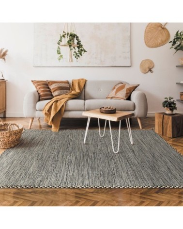 Tapis 100% coton tissé et tressé marron 160x230