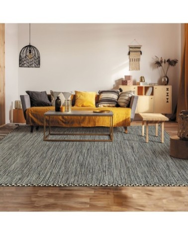 Tapis 100% coton tissé et tressé marron 190x290