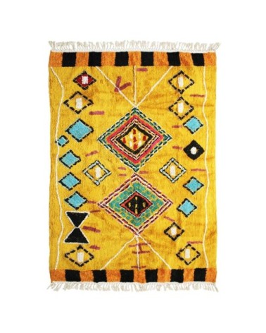 Tapis 100 % coton esprit berbère jaune 160x230