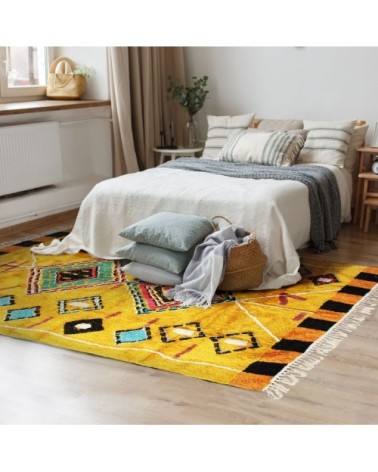 Tapis 100 % coton esprit berbère jaune 190x290