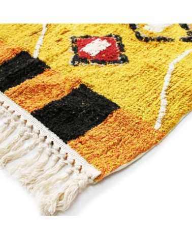 Tapis 100 % coton esprit berbère jaune 190x290