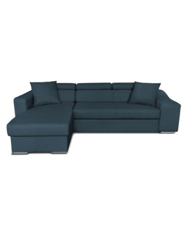 Canapé d'angle convertible en tissu - bleu pétrole