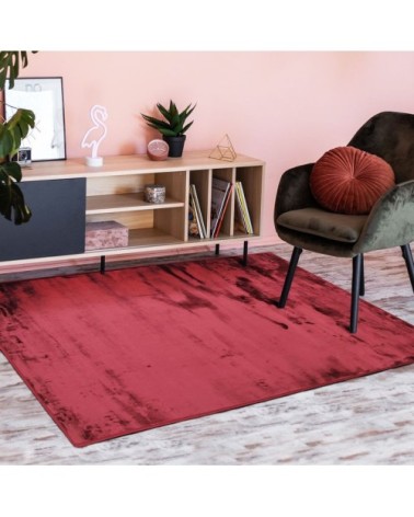 Tapis extra-doux effet velours rouge foncé 120x170