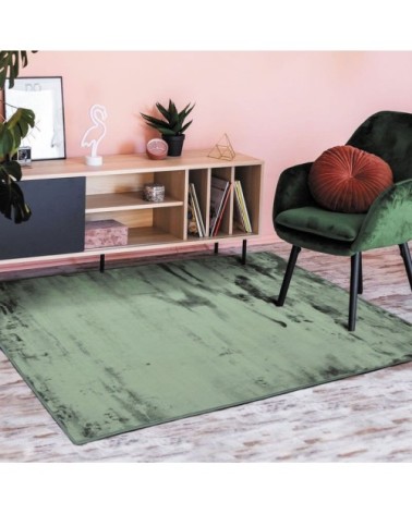 Tapis extra-doux effet velours vert foncé 120x170