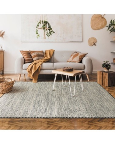 Tapis 100% coton tissé et tressé blanc 160x230