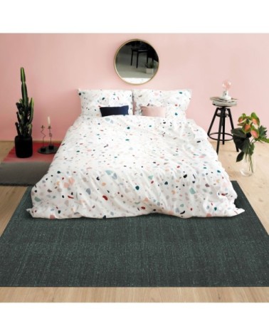 Tapis en laine et coton vert foncé 160x230