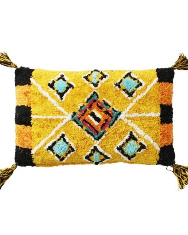 Coussin 100 % coton esprit berbère jaune 30x50