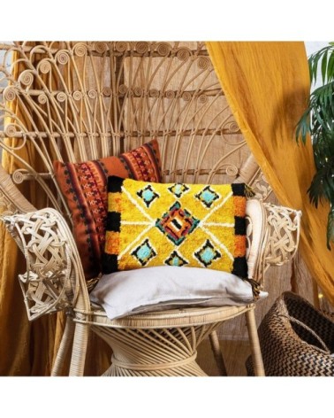 Coussin 100 % coton esprit berbère jaune 30x50