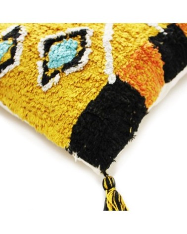 Coussin 100 % coton esprit berbère jaune 30x50