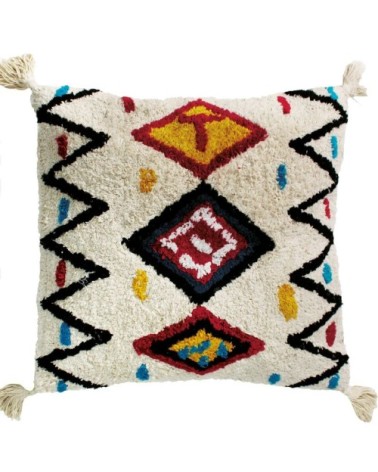 Coussin 100 % coton esprit berbère blanc 70x70