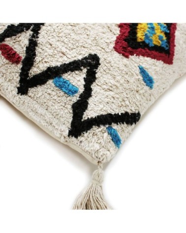 Coussin 100 % coton esprit berbère blanc 70x70