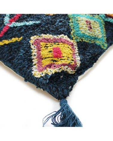 Coussin 100 % coton esprit berbère bleu 45x45