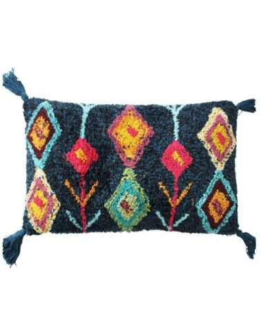 Coussin 100 % coton esprit berbère bleu 30x50