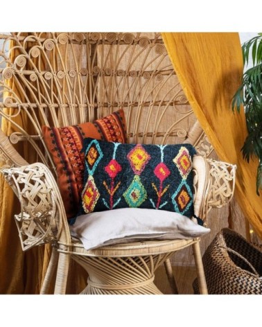 Coussin 100 % coton esprit berbère bleu 30x50