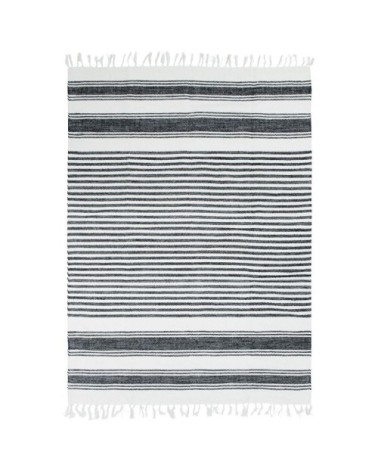 Tapis 100% coton lignes noir-gris-blanc 160x230