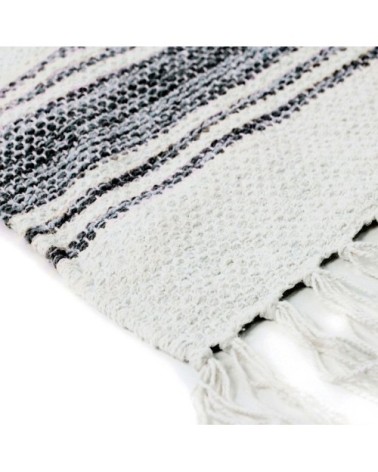Tapis 100% coton lignes noir-gris-blanc 160x230