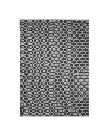 Tapis 100% coton géométrique écru-noir 120x170