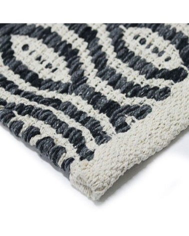Tapis 100% coton géométrique écru-noir 120x170