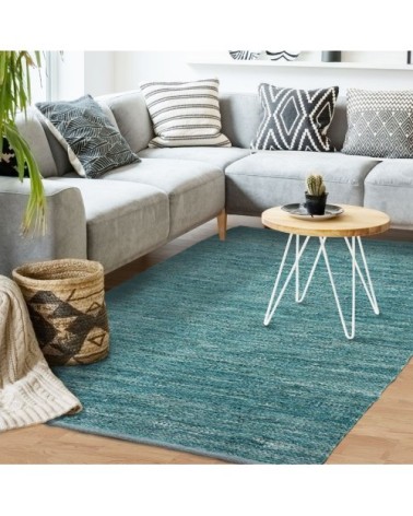 Tapis en cuir tressé bleu clair 160x230