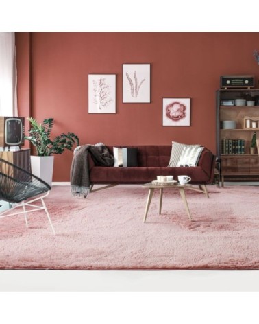 Tapis lavable à base fine et souple extra doux rose 225x340