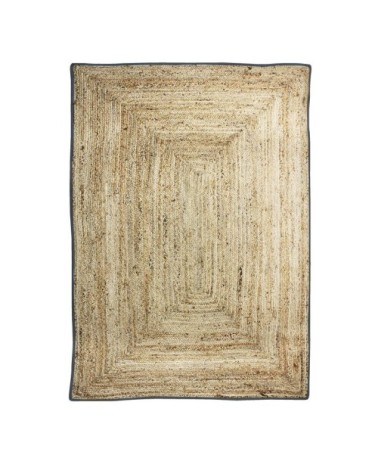 Tapis en jute et coton bande gris foncé 120x170