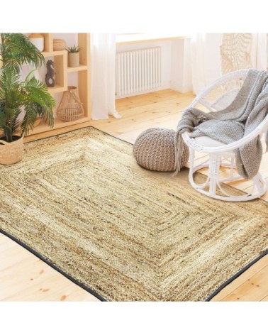 Tapis en jute et coton bande gris foncé 120x170