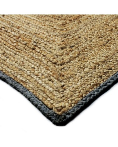 Tapis en jute et coton bande gris foncé 120x170