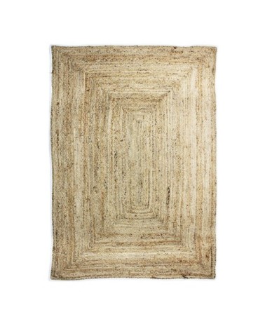 Tapis en jute et coton bande blanche 120x170