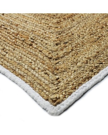 Tapis en jute et coton bande blanche 120x170