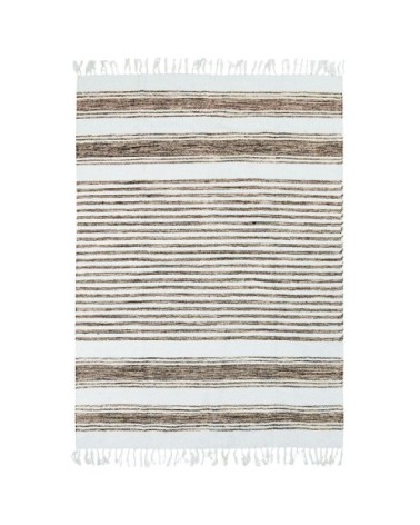 Tapis 100% coton lignes sable-blanc 190x290