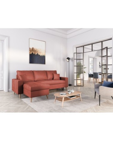 Canapé d'angle réversible et convertible avec coffre - rouge brique