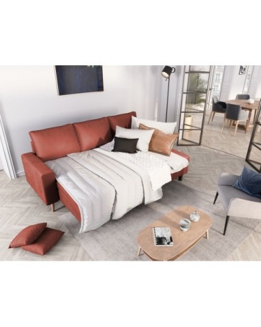 Canapé d'angle réversible et convertible avec coffre - rouge brique