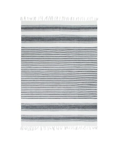 Tapis 100% coton lignes gris-blanc 160x230