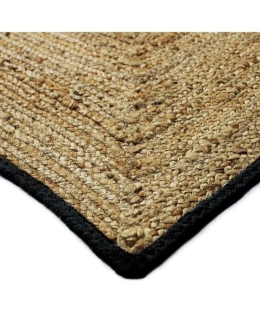 Tapis en jute et coton bande noire 120x170