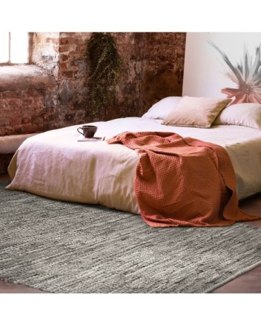 Tapis en cuir tressé taupe 190x290