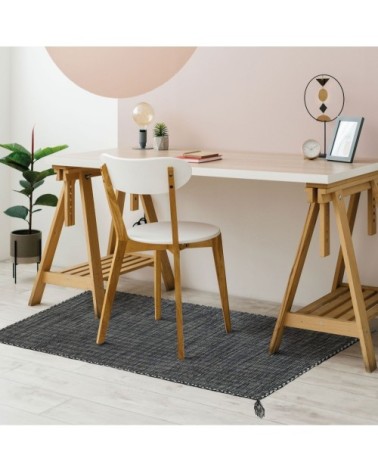 Tapis 100% coton tissé et tressé gris 50x120