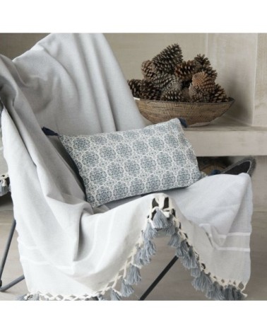 Plaid coton gris perle 130x170