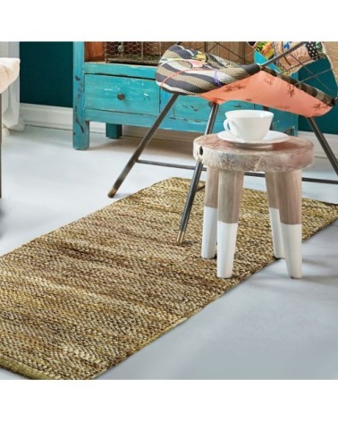 Tapis en cuir tressé ocre 60x120