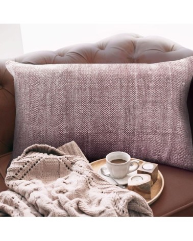 Coussin effet délavé rose poudré 60x40