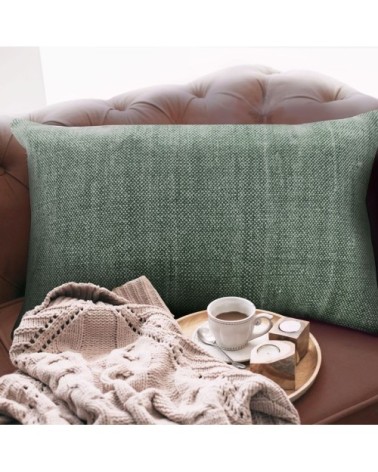 Coussin effet délavé vert foncé 60x40