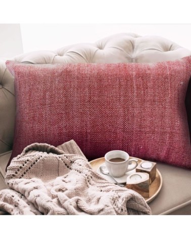 Coussin effet délavé rouge 60x40