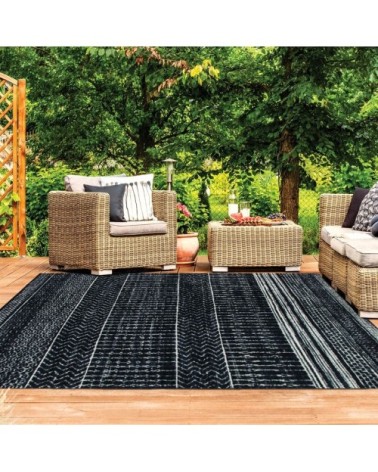 Tapis intérieur-extérieur vintage bleu noir 160x230