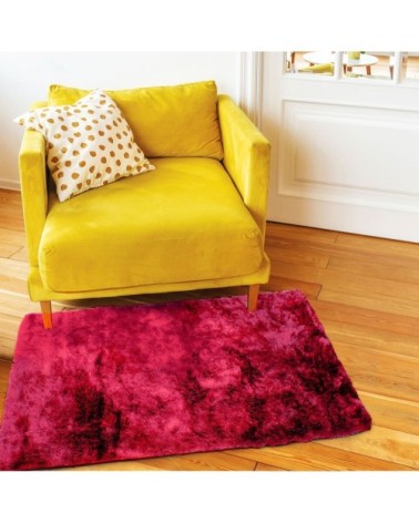 Tapis poils longs extra-doux rouge foncé 60x90