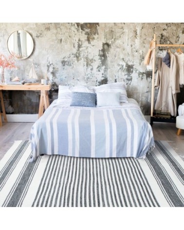 Tapis 100% coton lignes gris-blanc 190x290