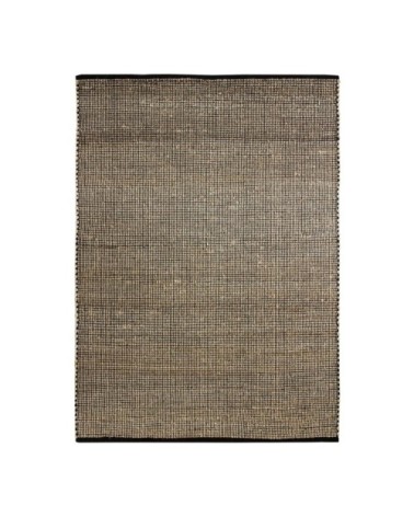 Tapis tissé en jute et coton noir et naturel 120x170