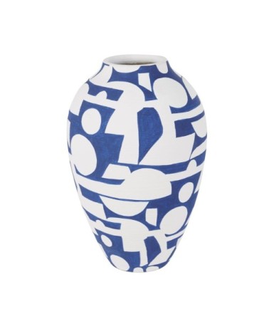 Vase en argile blanche et bleue H42