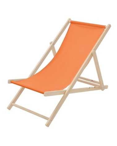 Chaise longue pliante chilienne bois et tissu orange 3 positions